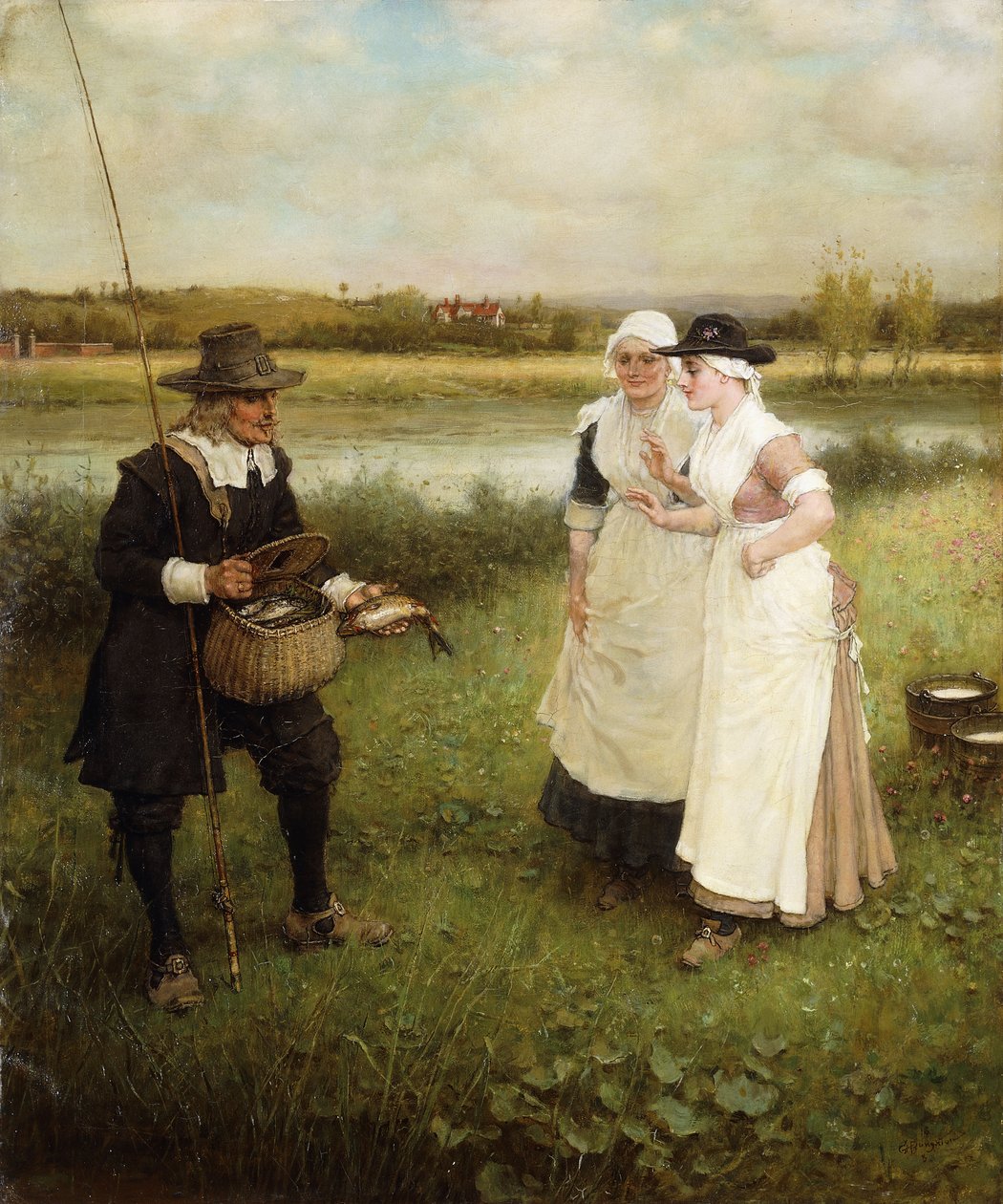 Isaac Walton ve Sütçü Kızlar, 1888 by George Henry Boughton