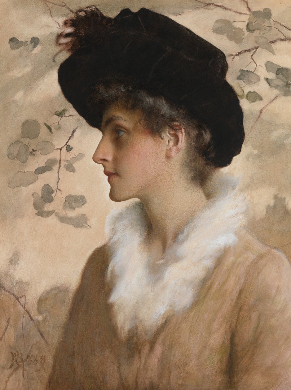 Bir Hanımefendinin Portresi, 1888 (kağıt üzerinde gövde rengi ile tuvalet) by George Henry Boughton