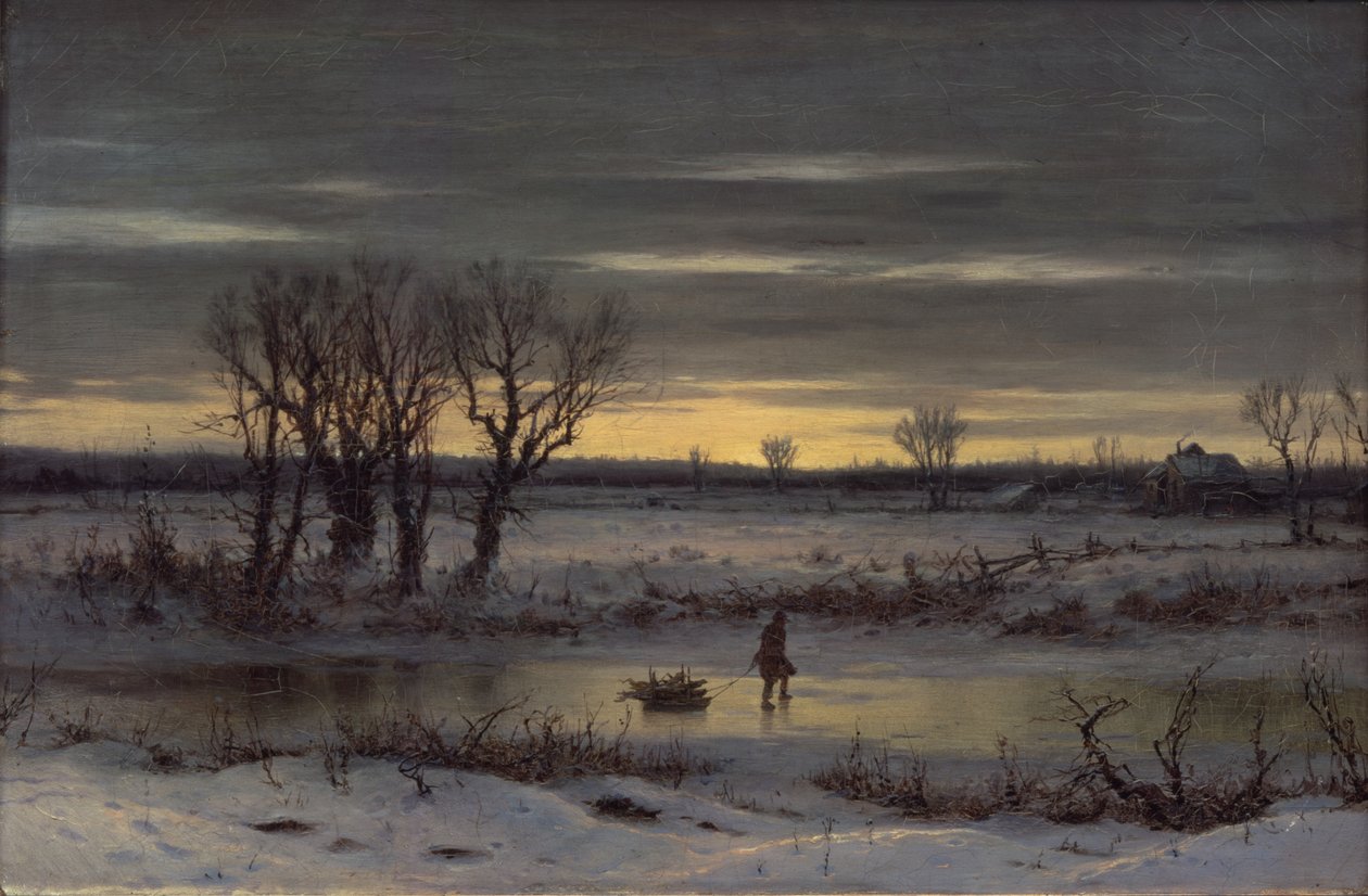 Albany Yakınlarında Kış Alacakaranlığı, 1858 (keten üzerine yağlı boya) by George Henry Boughton