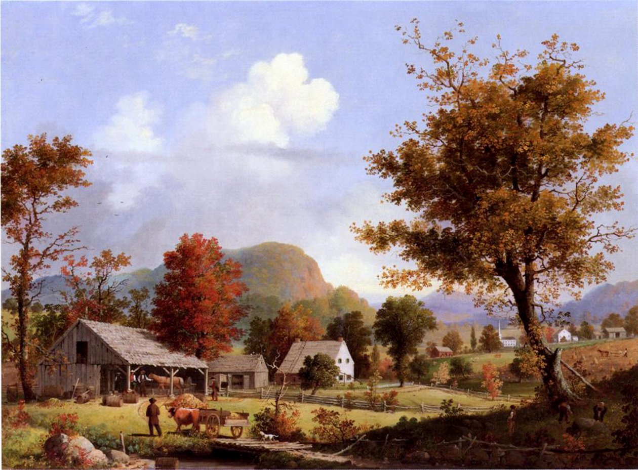 Elma şarabı presleme, 1855 by George Henry Durrie