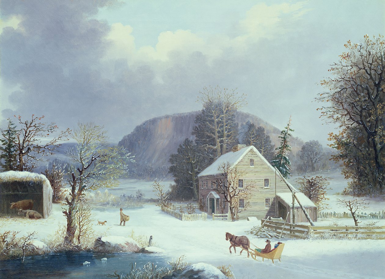 Bir Kış Yolundaki New England Çiftliği, 1854 by George Henry Durrie