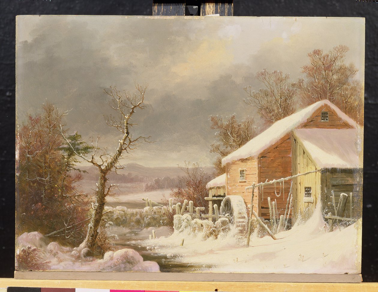 Kışın Eski Değirmen, 1861 (ahşap panel üzerine yağlı boya) by George Henry Durrie