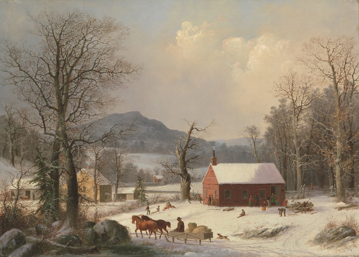 Kırmızı Okul Evi (Kır Manzarası) by George Henry Durrie