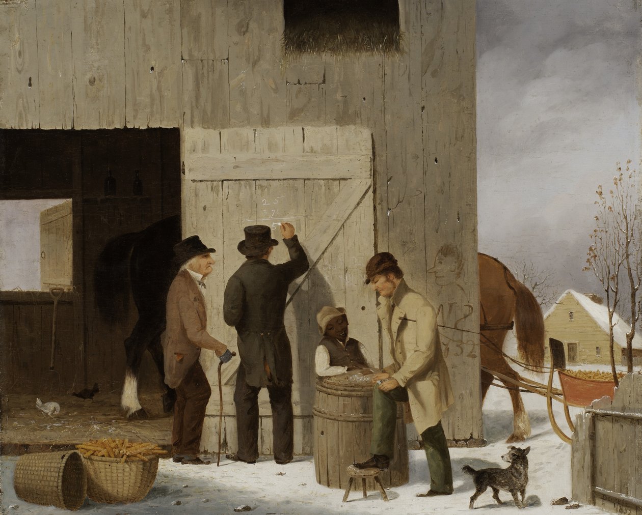 Mısır Satmak, Faturayı Kapatmak, 1852 (tahta üzerine yağlı boya) by George Henry Durrie