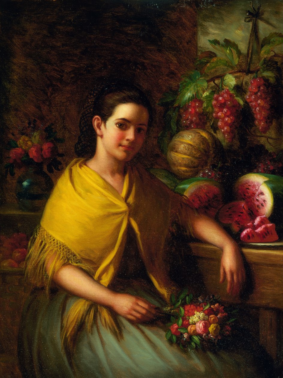 Natürmort Karpuz ve Üzüm Olan Kız by George Henry Hall