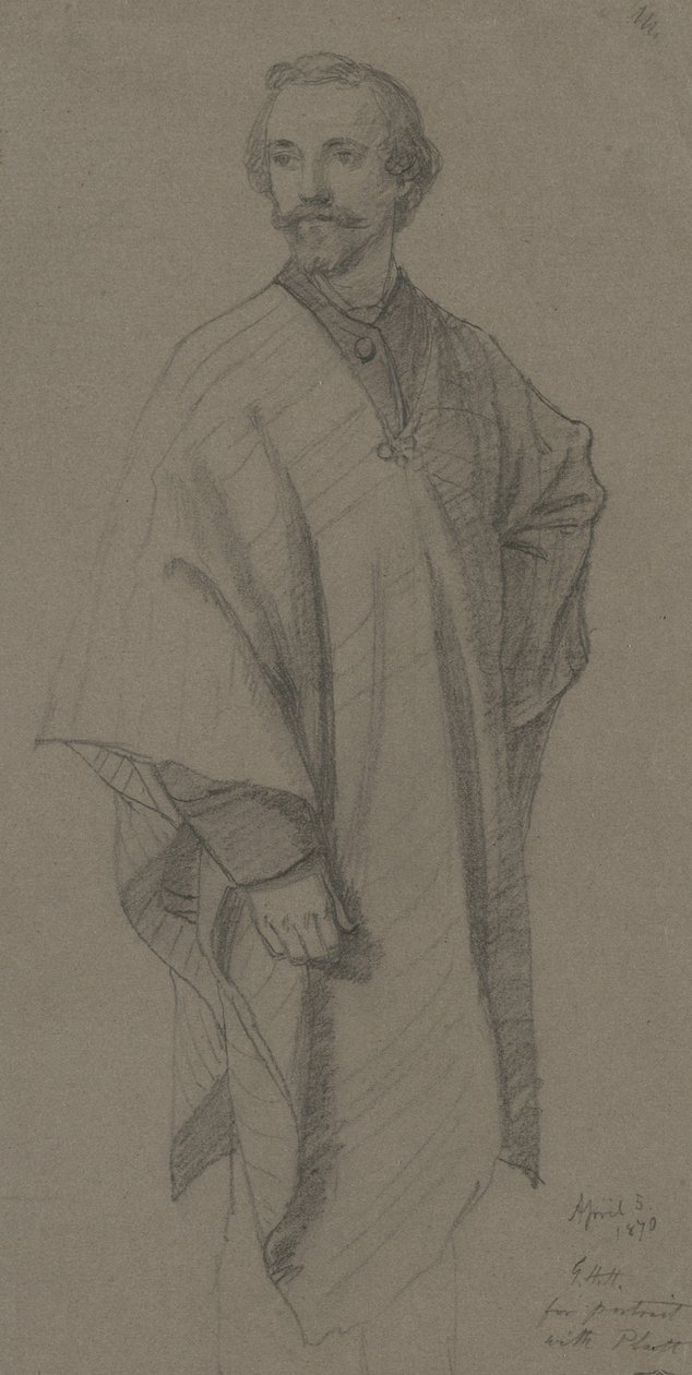 Genç bir kadının portresi, 1856 (kahverengi dokuma kağıt üzerinde grafit) by George Henry Hall