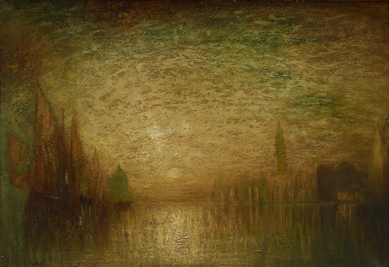 Venedik Gün Batımı, 1900-19 dolayları (tuval üzerine yağlı boya) by George Hirst Bogert