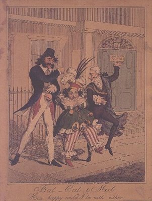 Yarasa, Kedi ve Mat, ya da Ne Kadar Mutlu Olabilirim - hicivli gravür barı. G.Humphrey tarafından by George Humphrey