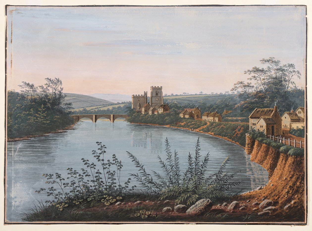 Ure Nehri üzerindeki Batı Tanfield, Yorkshire by George I Cuitt