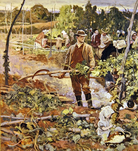 Gleaners (kağıt üzerine kurşun kalem ve sulu boya) by George John Pinwell