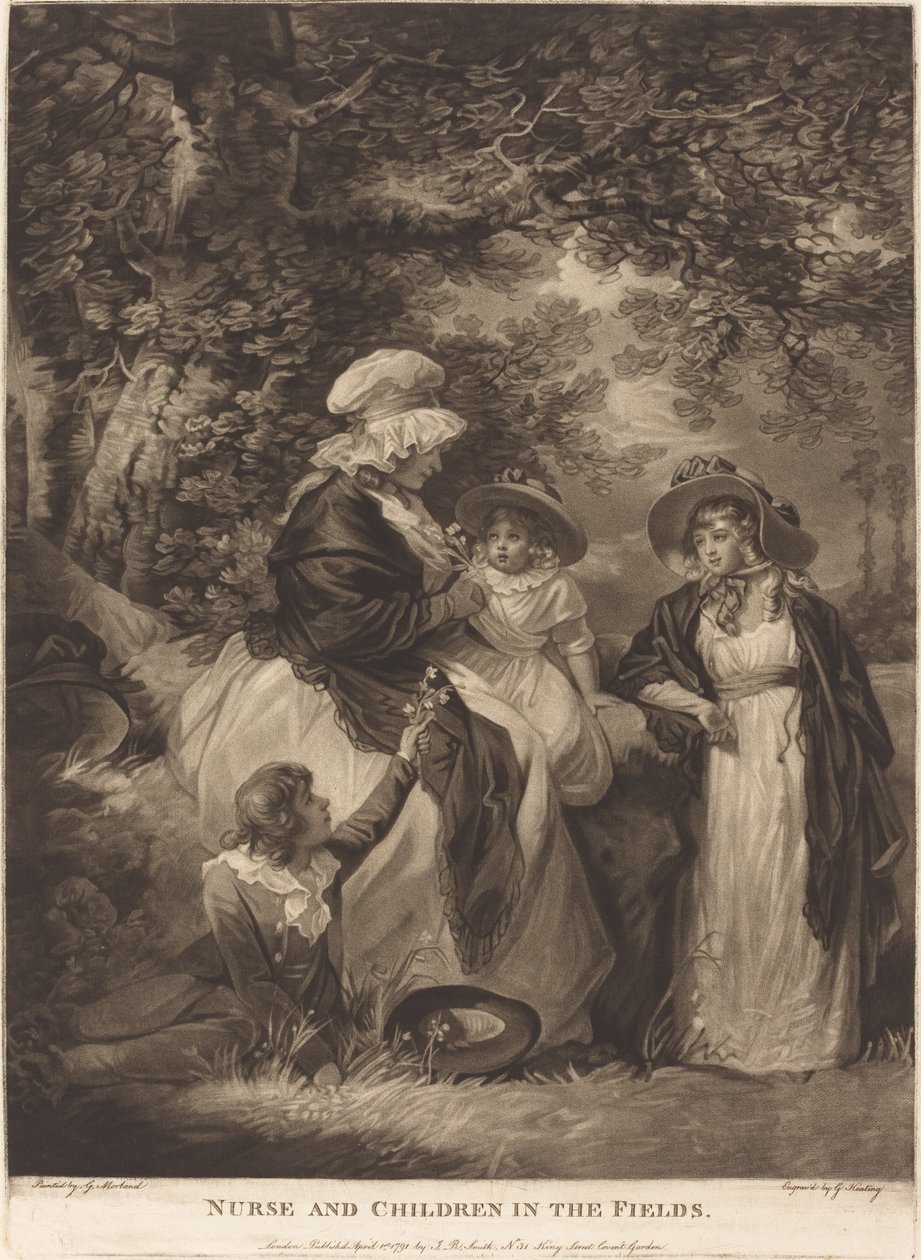Hemşire ve Çocuklar Tarlalarda by George Keating after George Morland