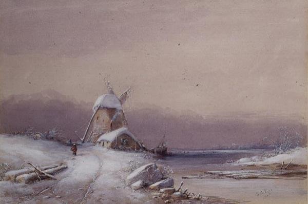 Kış Manzarası (kağıt üzerine sulu boya) by George Knox
