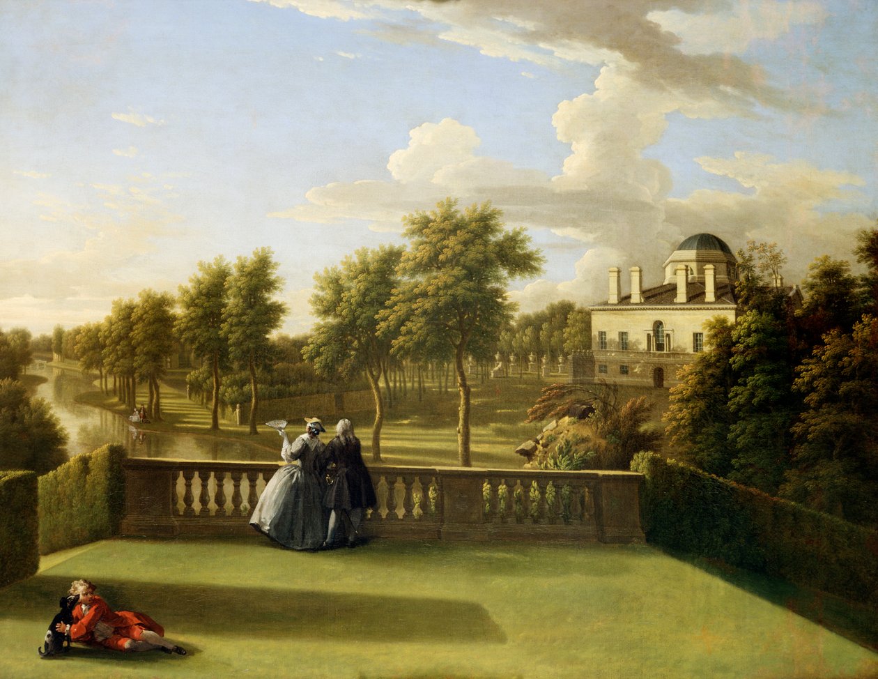 Cascade Terrace, Chiswick'ten görünüm (tuval üzerine yağlı boya) by George Lambert