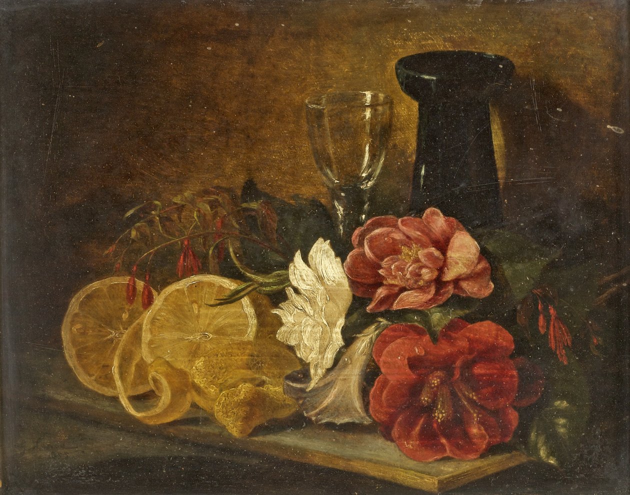 Meyve ve Çiçeklerle Natürmort, 1855 by George Lance