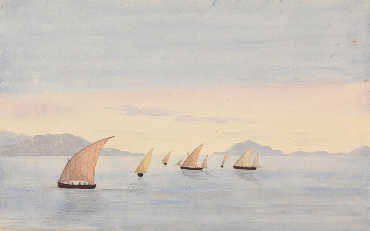 Tarifa Point, İspanya ve Mons Abyla, Afrika by George Lothian Hall