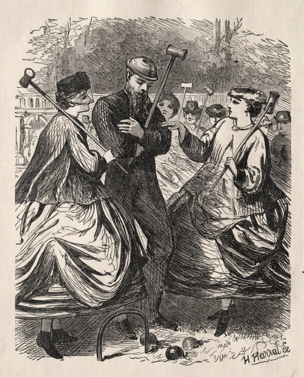 Kroket Partimiz, 1864. by George Louis Palmella Busson Du Maurier