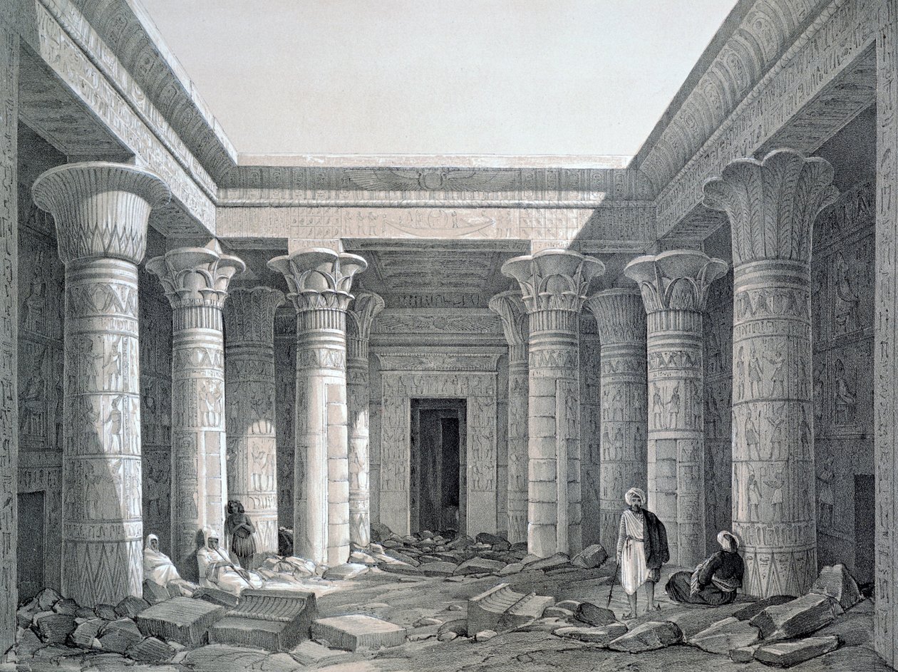 Büyük Tapınak Mahkemesi, Philae, Mısır, 1843 by George Moore