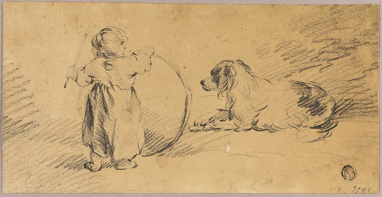 Top ve Köpekle Oynayan Çocuk by George Morland