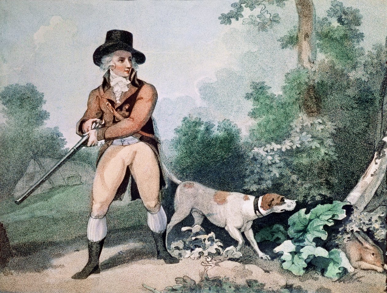 C. Cotton ile kazınmış Tavşan Çekimi (nokta gravürü) by George Morland
