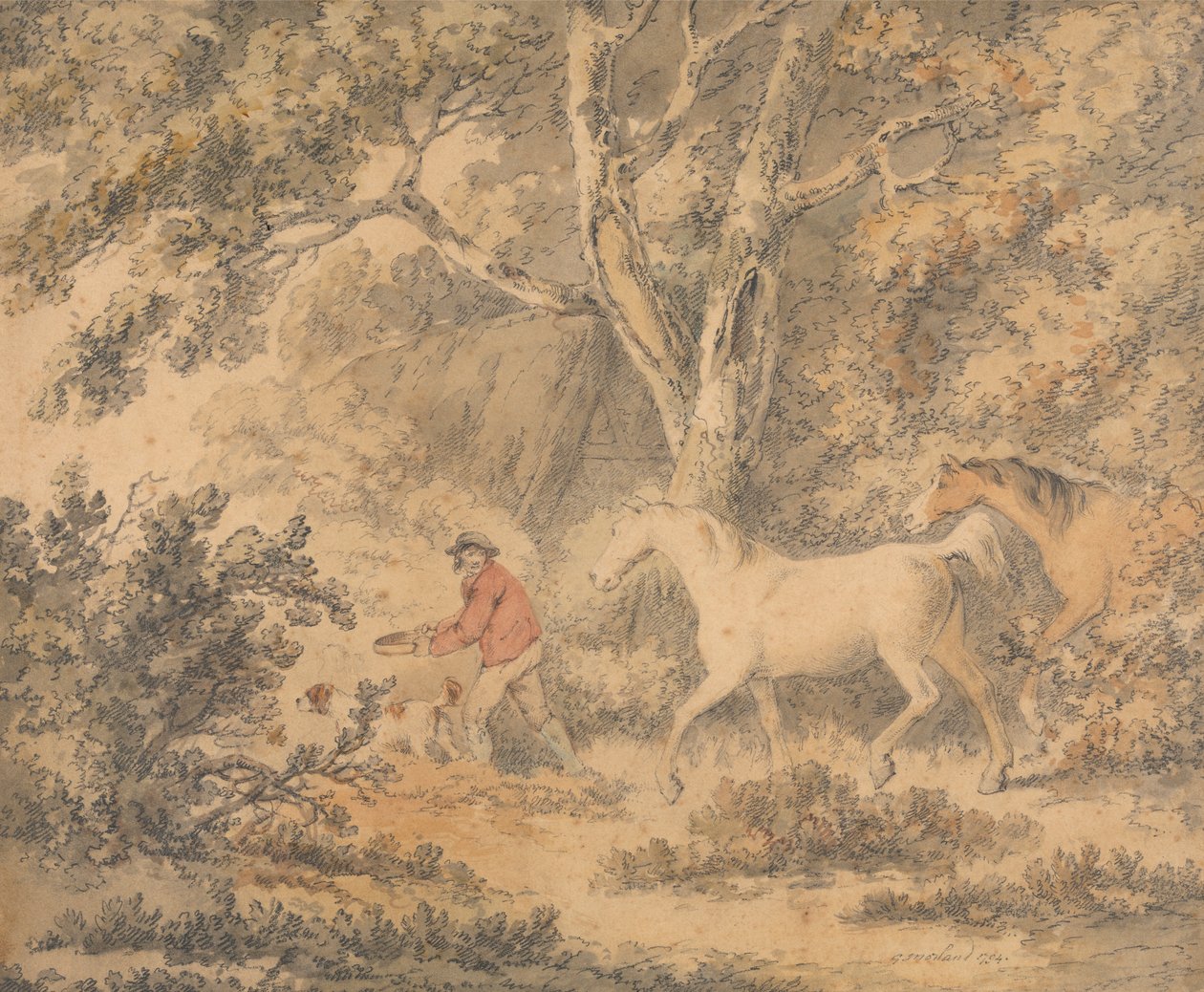 Atlar, Çiftçi ve Köpek ile Manzara by George Morland