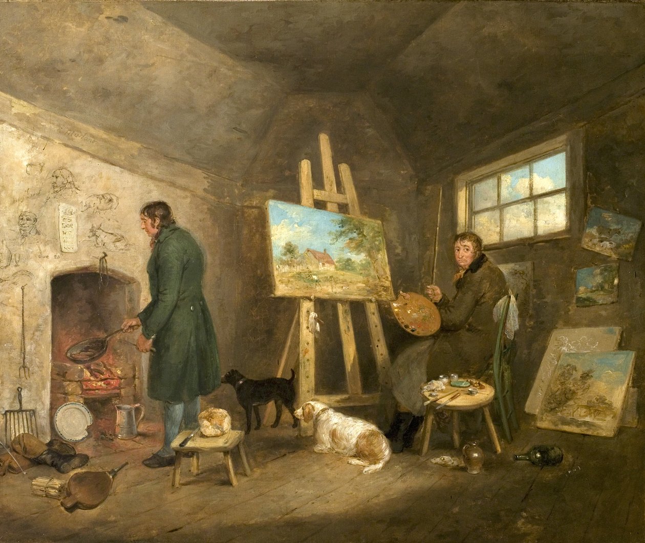 Stüdyosunda Sanatçı ve Adamı Gibbs, 1802 by George Morland