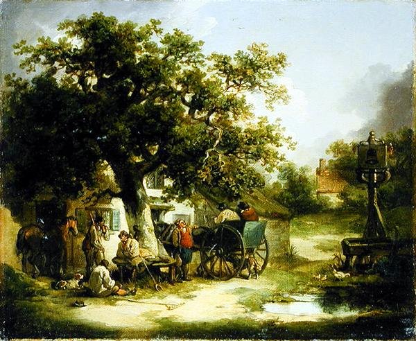 The Bell Inn, Kilburn (tuval üzerine yağlı boya) by George Morland