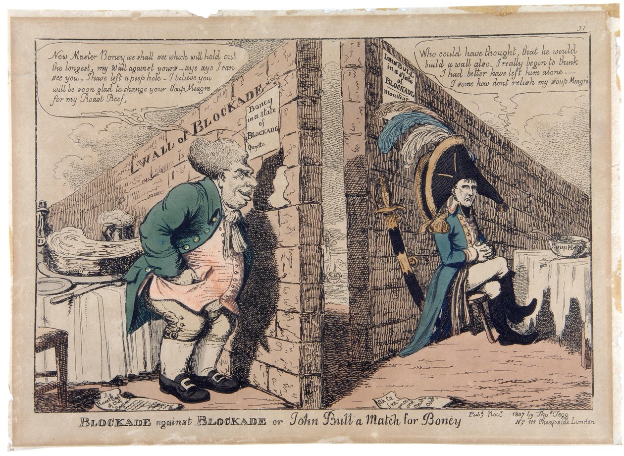Abluka'ya karşı abluka veya John Bull, Boney için bir Maç by George Moutard Woodward