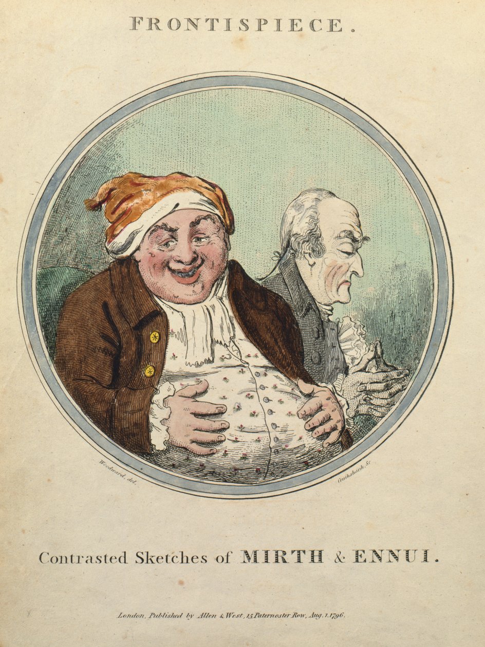 Zıtlık ve Sıkıntının Zıt Çizimleri (el boyaması gravür) by George Moutard Woodward