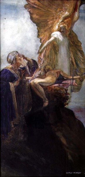 Abraham ve Isaac (kağıt üzerine sulu boya) by George Murray