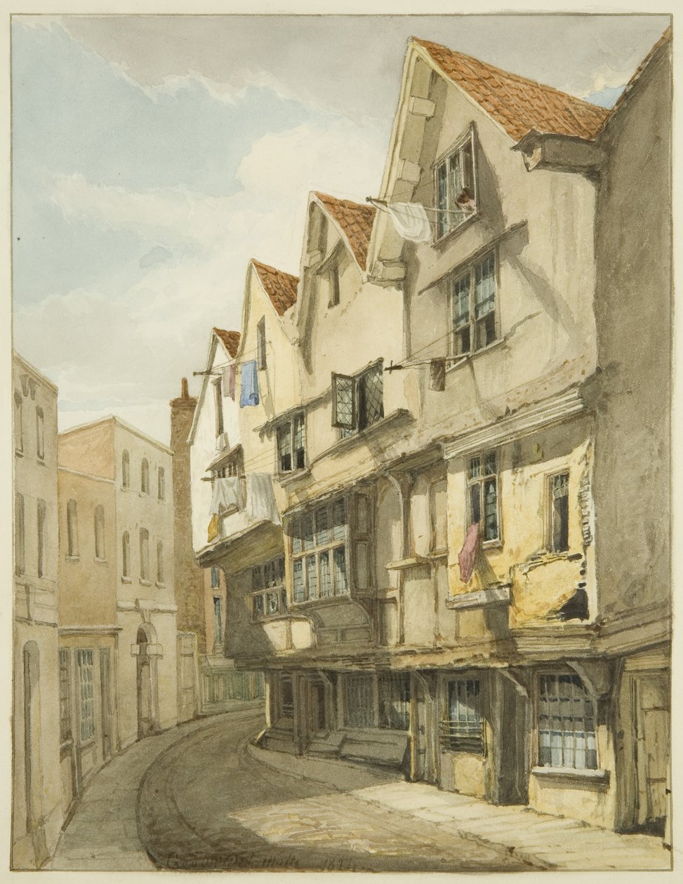 Baldwin Street (kağıt üzerine kalem ve sulu boya) by George Orleans Delamotte