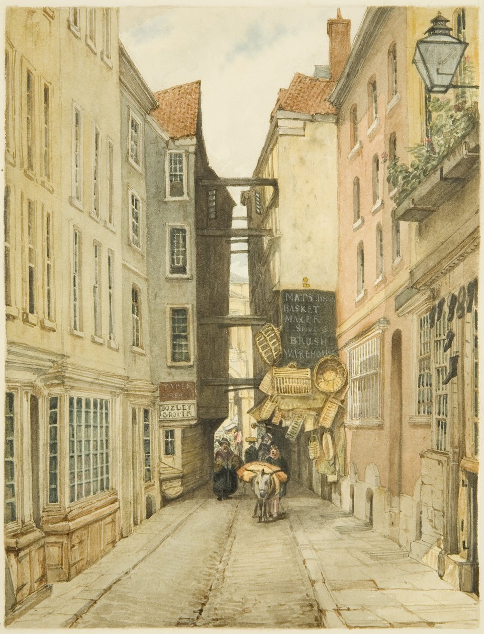 Mary-le-Port Caddesi (kağıt üzerine kurşun kalem ve sulu boya) by George Orleans Delamotte