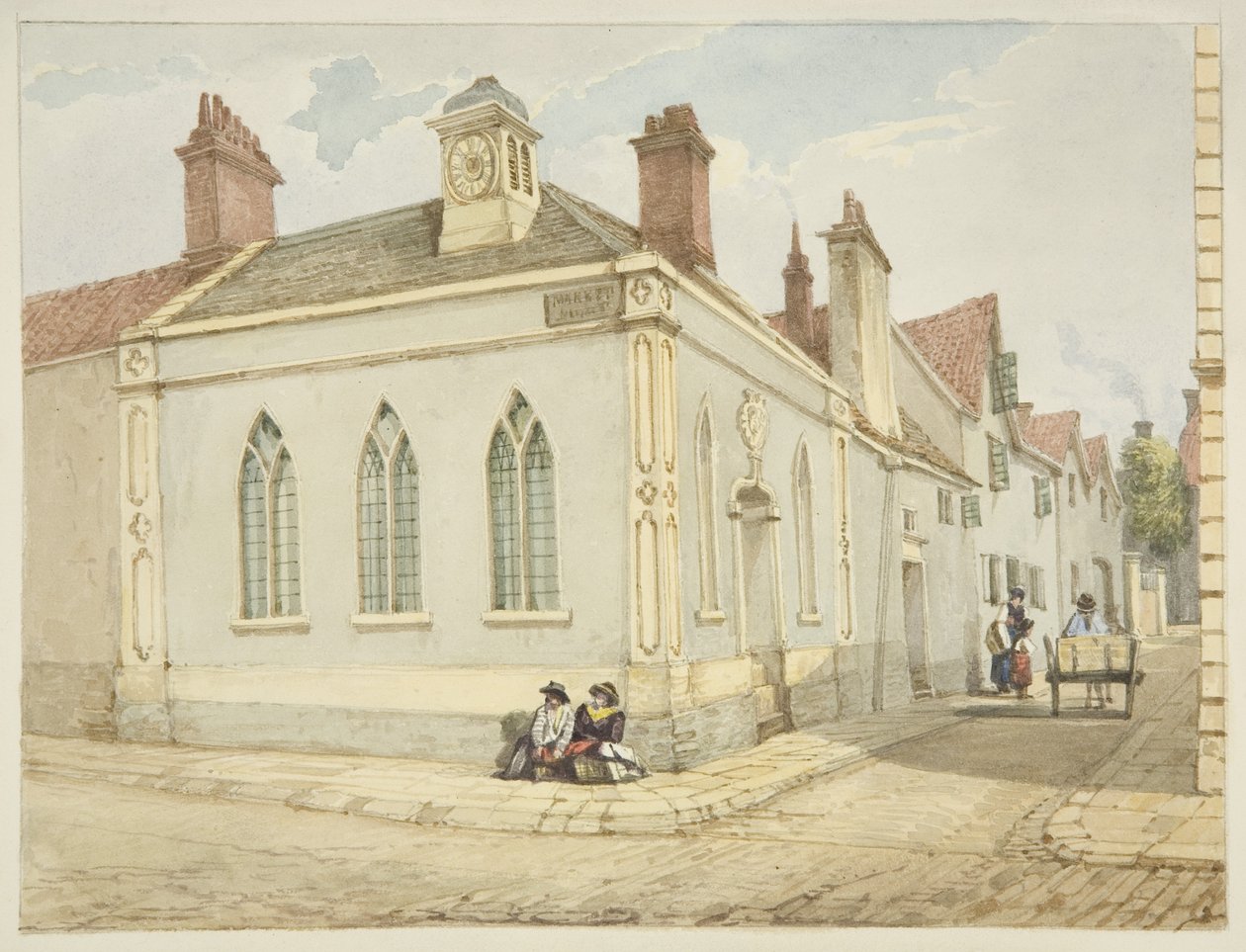 Trinity Şapeli ve Almshouse (kağıt üzerine kurşun kalem ve sulu boya) by George Orleans Delamotte