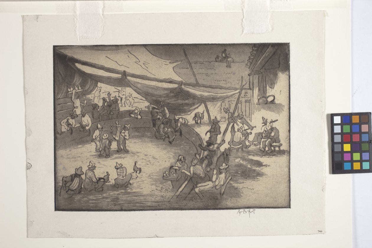 Kuşların Eşleştirilmesi ve Tartılması (krem dokuma kağıt üzerine gravür, yumuşak zemin dağlama ve aquatint) by George Overbury