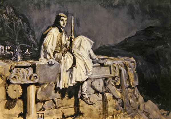 Yunan Muhafız (kağıt üzerine guaj) by George Percy Jacob Hood