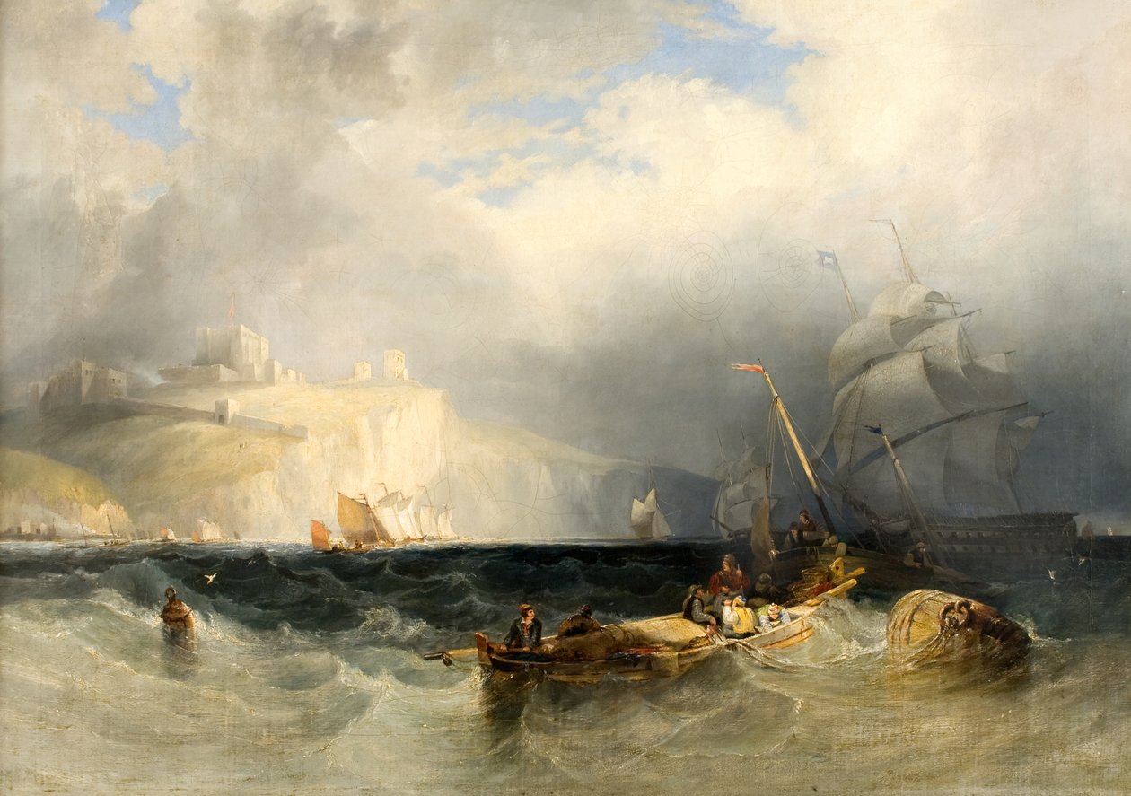 Dover Kapalı Rüzgar Fırtınasında Fransız Balıkçı Tekneleri by George Philip Reinagle