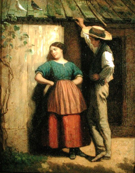 Rustic Courtship, c.1859-60 (gemide yağ) by George Philip Reinagle