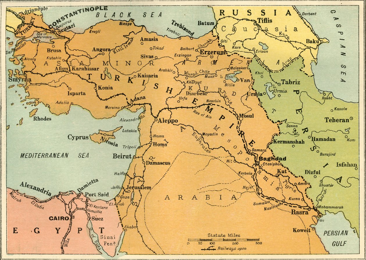 Mezopotamya Seferini Gösteren Harita, 1919. by George Philip and Son Ltd