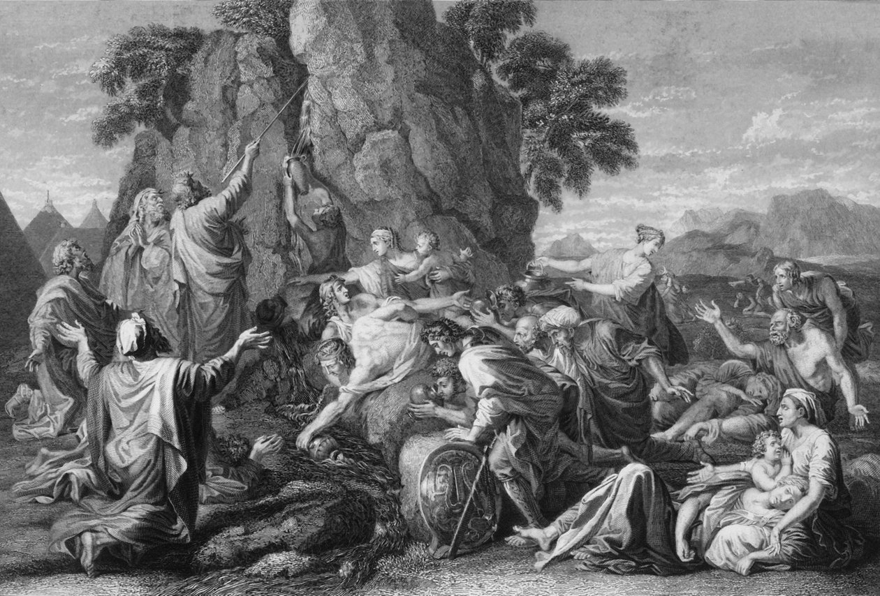 Musa kayaya iki kez vurdu ve sular bol çıktı, 1840. by George Presbury