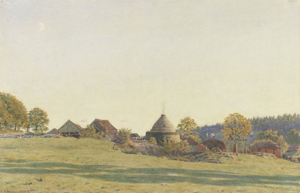 Brickfield at Pitland Street, Surrey (kağıt üzerinde siyah kurşun, klozet ve gövde rengi) by George Price Boyce