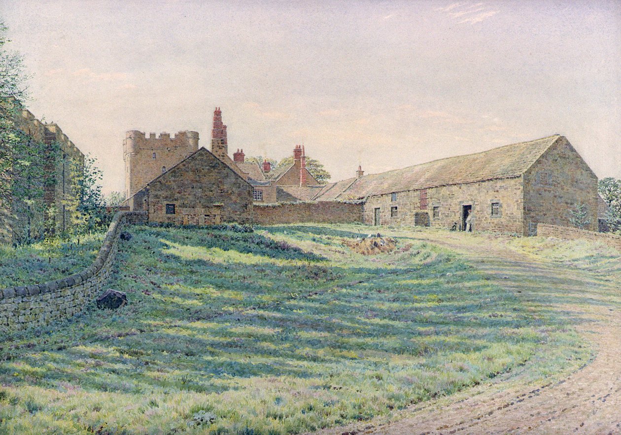 Halton Kalesi, Northumberland, doğu yönü, 19. yüzyıl (sulu boya) by George Price Boyce