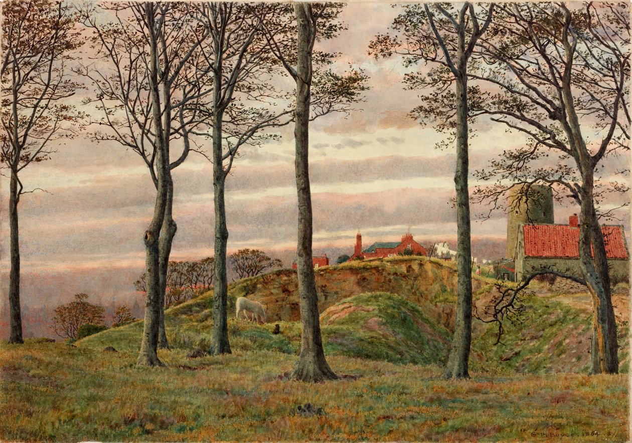Windmills Hill, Gateshead, 1864 (kağıt üzerinde kalem ve wc) by George Price Boyce