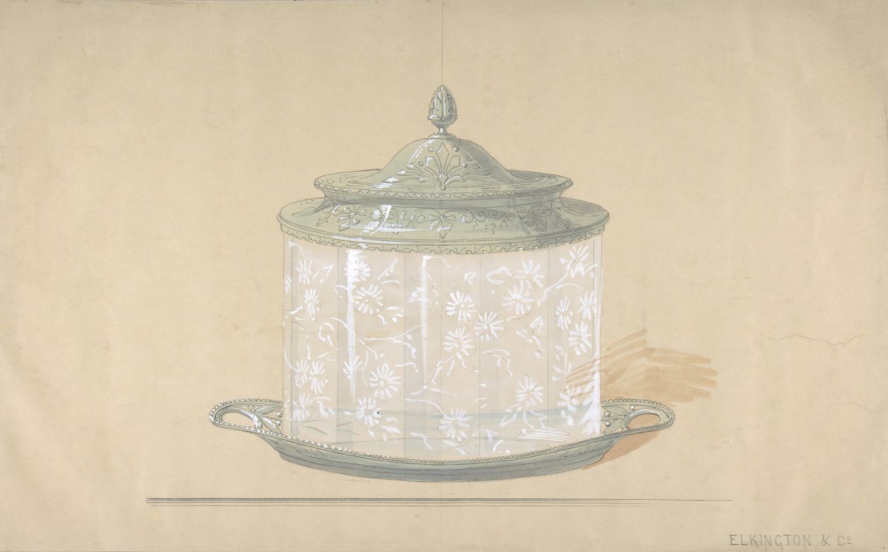 Gümüş Tabanlı ve Kapaklı Cam Kutu Tasarımı, 1820-65. by George Richards Elkington