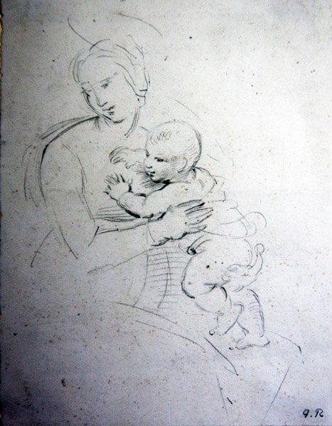 Bir anne ve çocuğu - Kadimler için çalışma by George Richmond