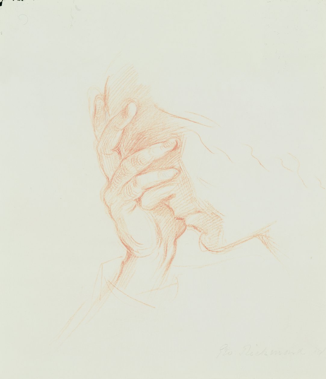 Bir kadının baş çalışması, c.1835 (kağıt üzerinde kırmızı tebeşir) by George Richmond