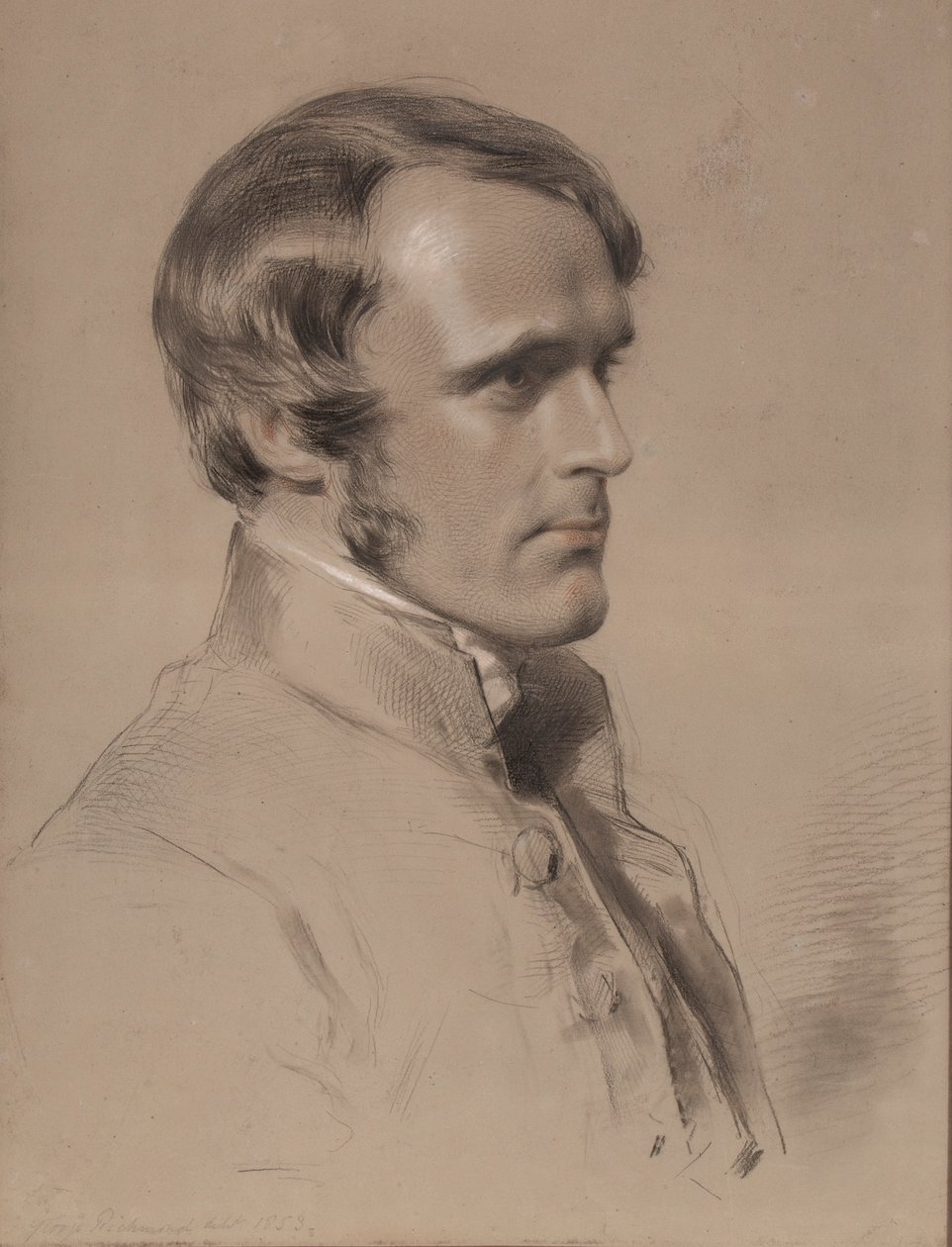 Rev. John Jackson, 1853 (kağıt üzerinde siyah, kırmızı ve beyaz tebeşir) by George Richmond