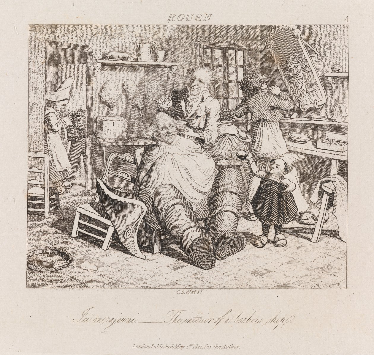 Berber Dükkanı, Rouen, c.1821 (gravür) by George Robert Lewis