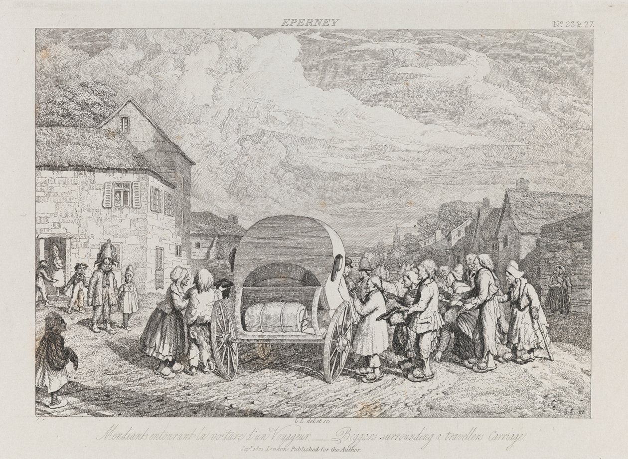 Dilenciler, Eperney, c.1821 (gravür) by George Robert Lewis