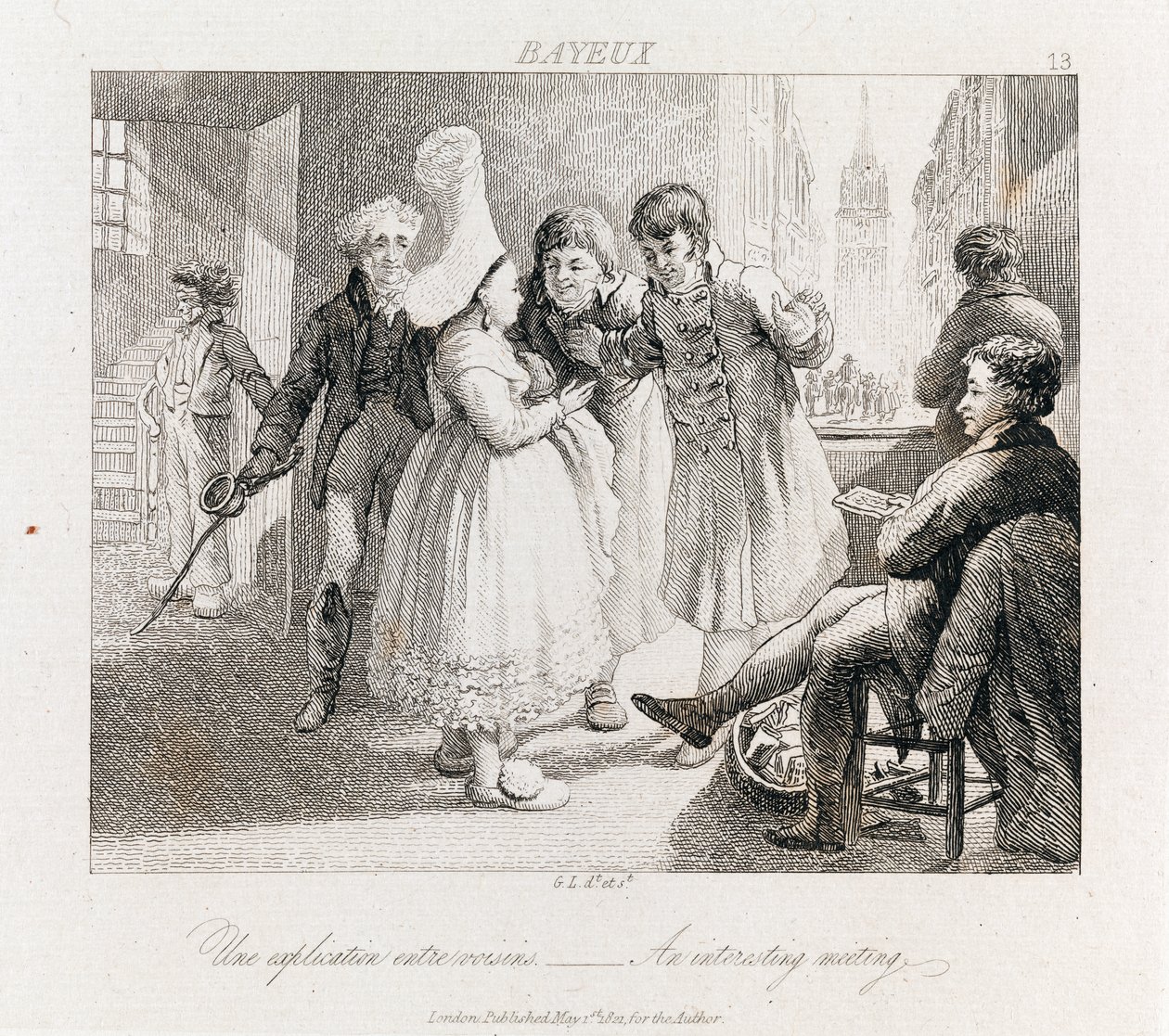 İlginç Buluşma - Bayeux, c.1821 (gravür) by George Robert Lewis