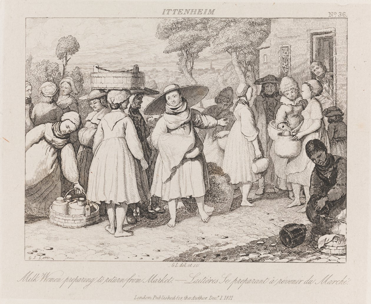 Süt Kadınları, Ittenheim, c.1821 (gravür) by George Robert Lewis