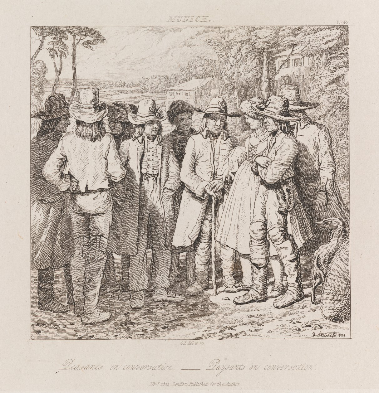 Köylüler Sohbeti, Münih, c.1821 (gravür) by George Robert Lewis
